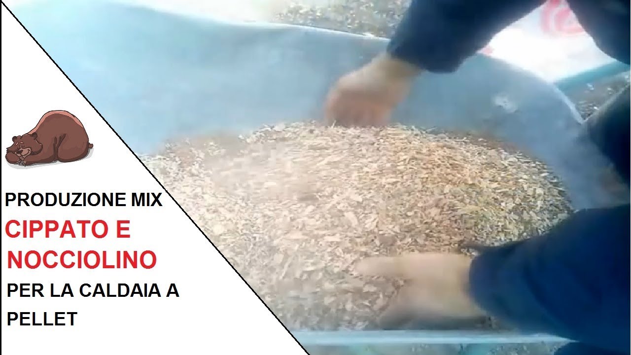 Produzione mix cippato e nocciolino per la caldaia a pellet