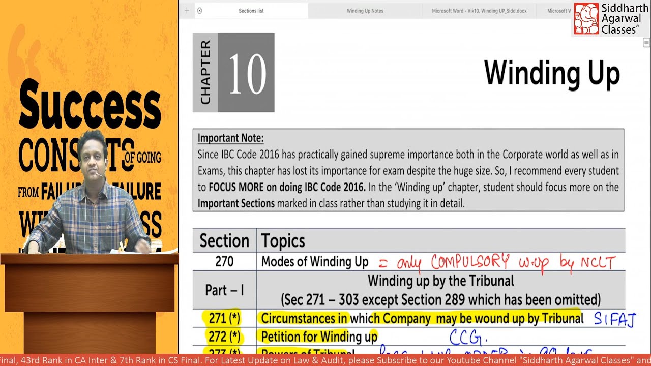 Full Winding Up in 1 Class | CA, CS, CMA | Companies Act, 2013 | Siddharth Agarwal