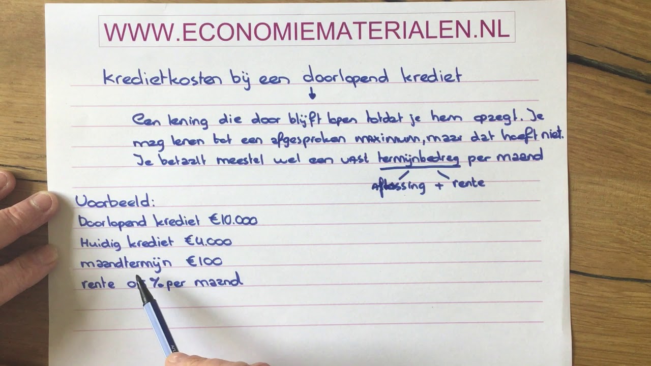 De kredietkosten bij een doorlopend krediet berekenen (economiematerialen)
