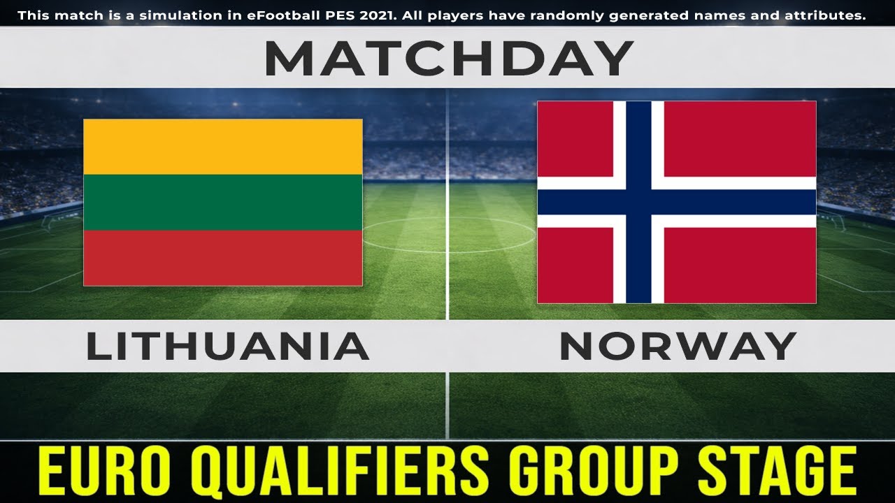 Lithuania vs Norway | Extended Highlights | Football EURO Qualifiers Group B PES 21 simulation