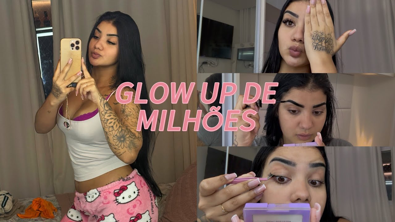 GLOW UP EM CASA | extensão de cílios, henna na sobrancelha e banho premium 💗 vem gataaaaaa 