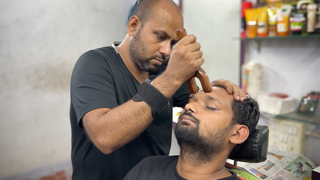 ASMR Barber Reiki Master - Mind Melting🧠 Head Massage With Scissor✂️ Beard Trim