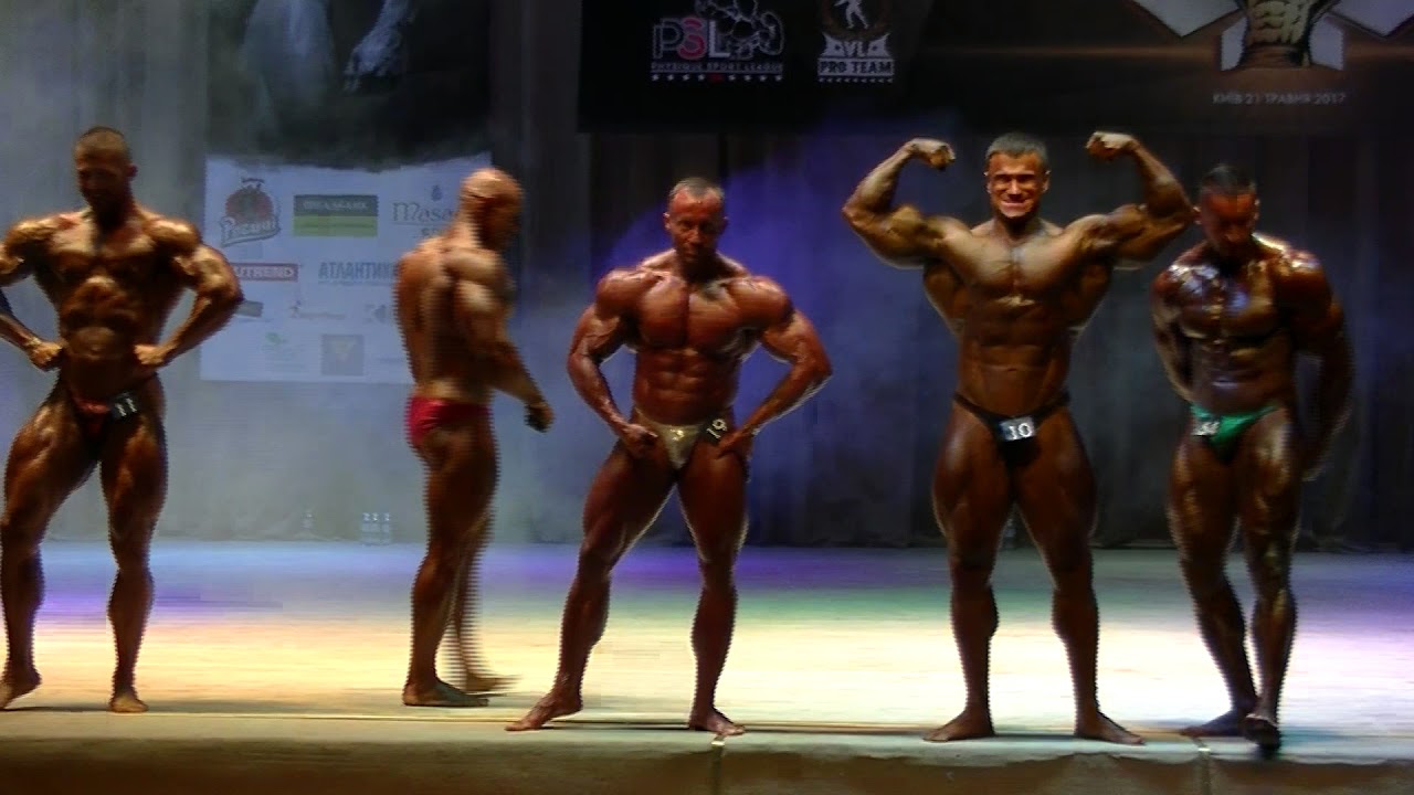 PSL 2017 men bodybuilding final. Kiev, Ukraine, May 21, 2017.