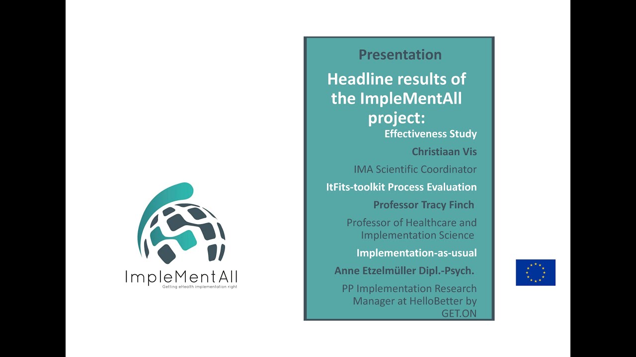 Headline results IMA project - Christiaan Vis, Prof. Tracy Finch, Anne Etzelm&uuml;ller