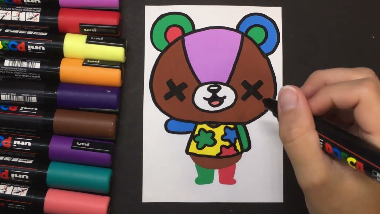 Drawing and coloring TEDDY BEAR with POSCA color markers