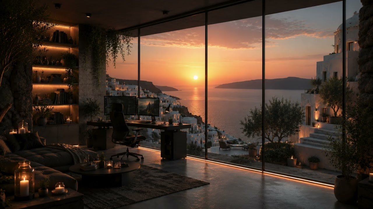 Deep Focus Music for Work | Greek Coastal Office | 80-Minute Productivity Session.