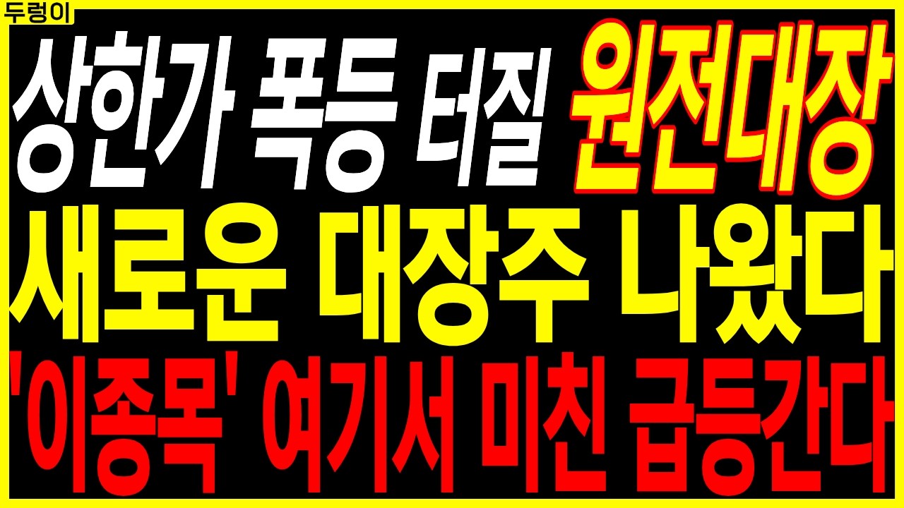🌱원전 대장주 주가전망🌱새로운 대장주 나왔다 '이 종목' 여기서 미친 급등간다 | 디에스경제속보 두렁이