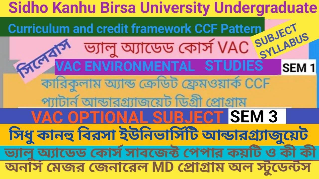 Sidho Kanhu Birsa University Undergraduate Value Added Course Paper Syllabus। SKBU VAC CCF Pattern