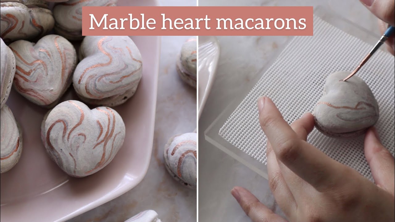 Marble Heart Macarons