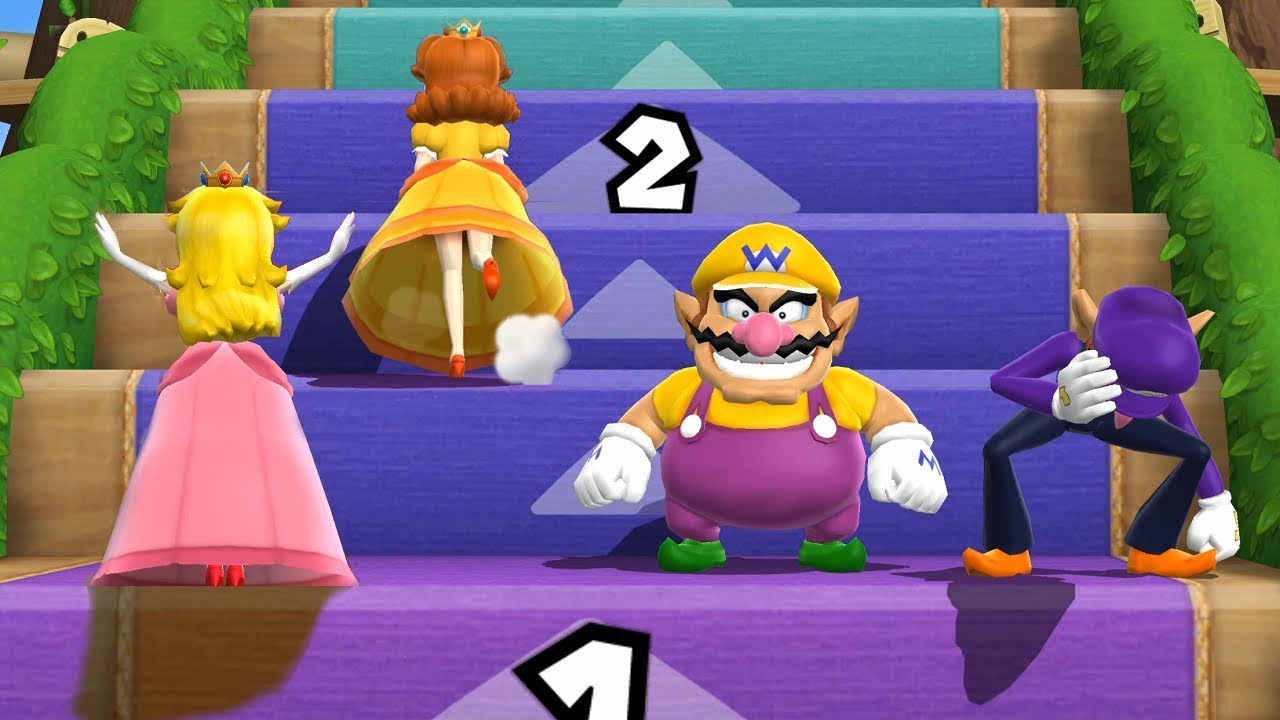 Mario Party 9 Step It Up - Peach vs Daisy vs Wario vs Waluigi Master Difficulty| Cartoons Mee