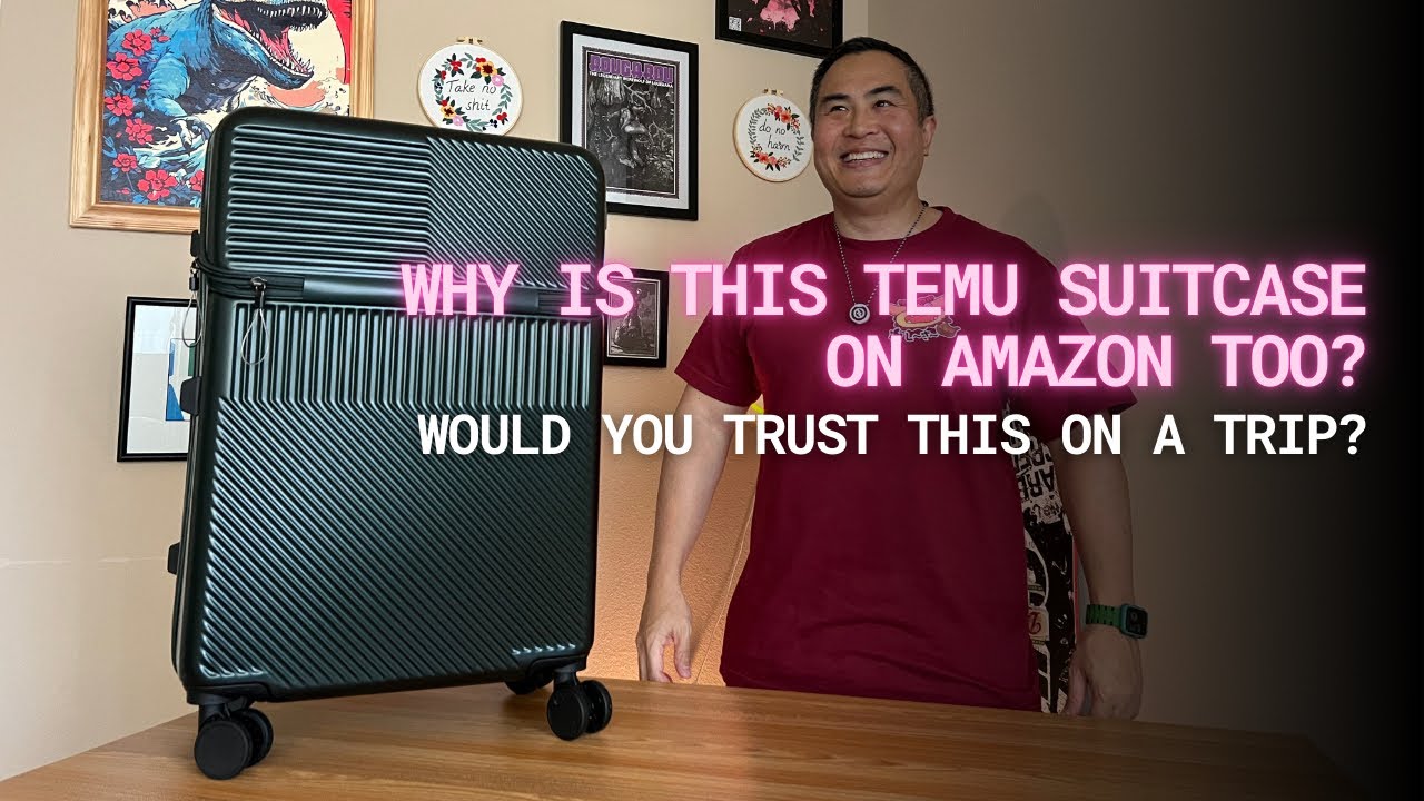 Hard Shell Suitcases with Front Pocket and Cup Holder Available on Temu and Amazon: Quick Review
