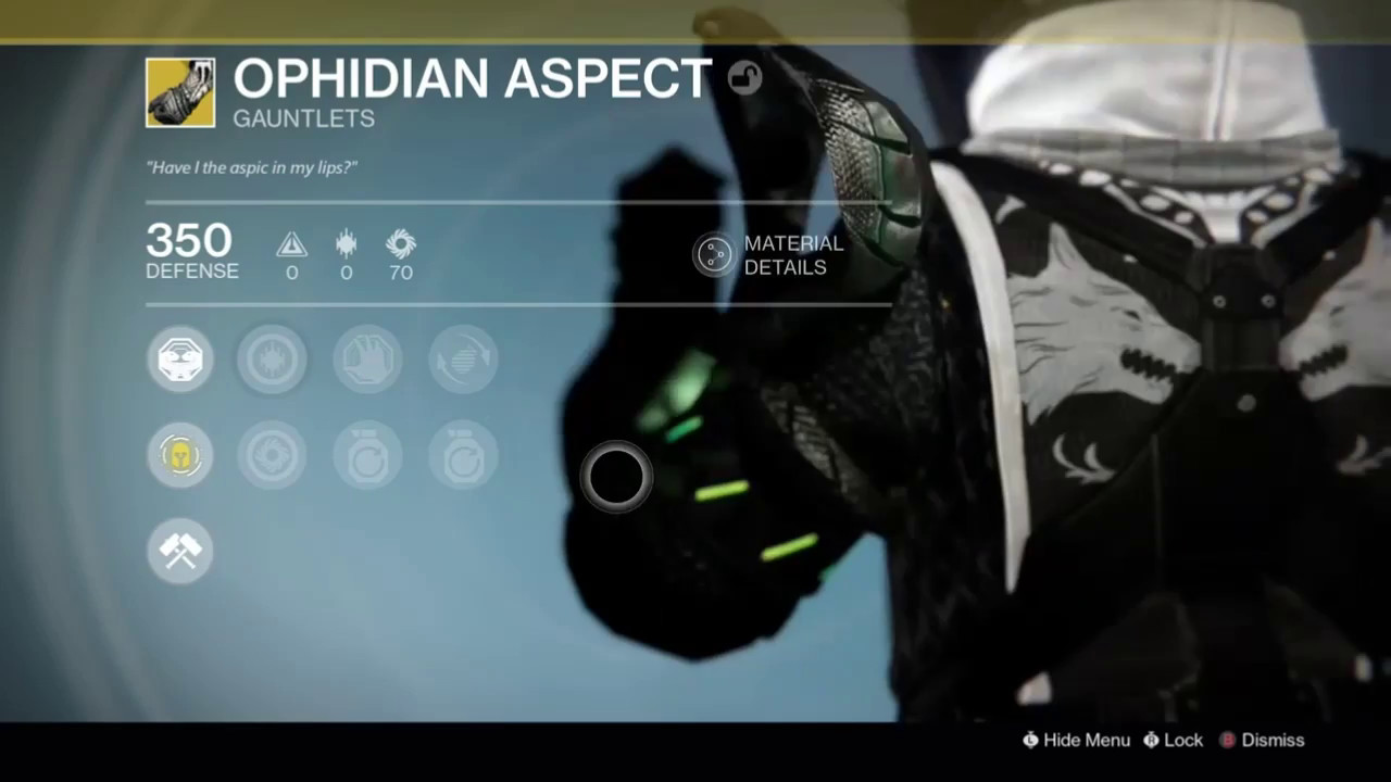 Destiny- Ophidian Aspect, Warlock Exotic Gauntlets