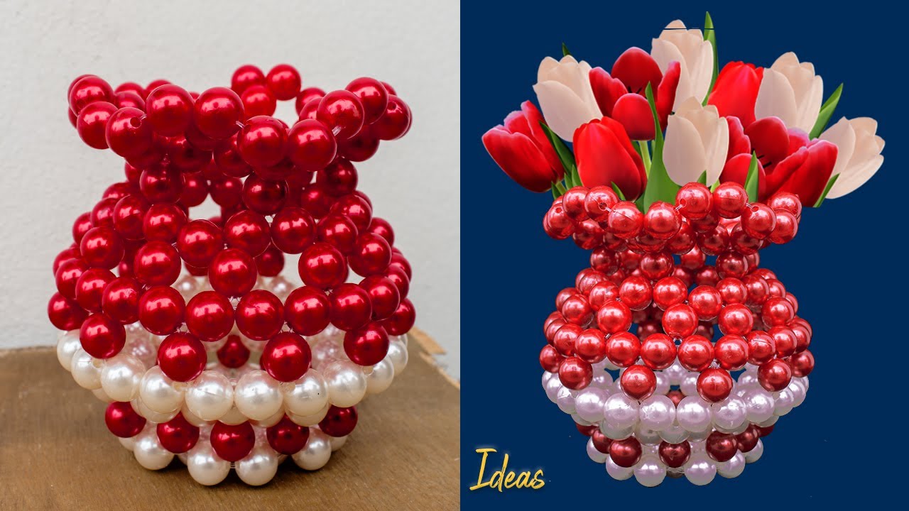 How To Make Flower Vase at Home | Flower Pot | Beaded Flower Vase | Pearl Flower Pot | Putir Fuldani
