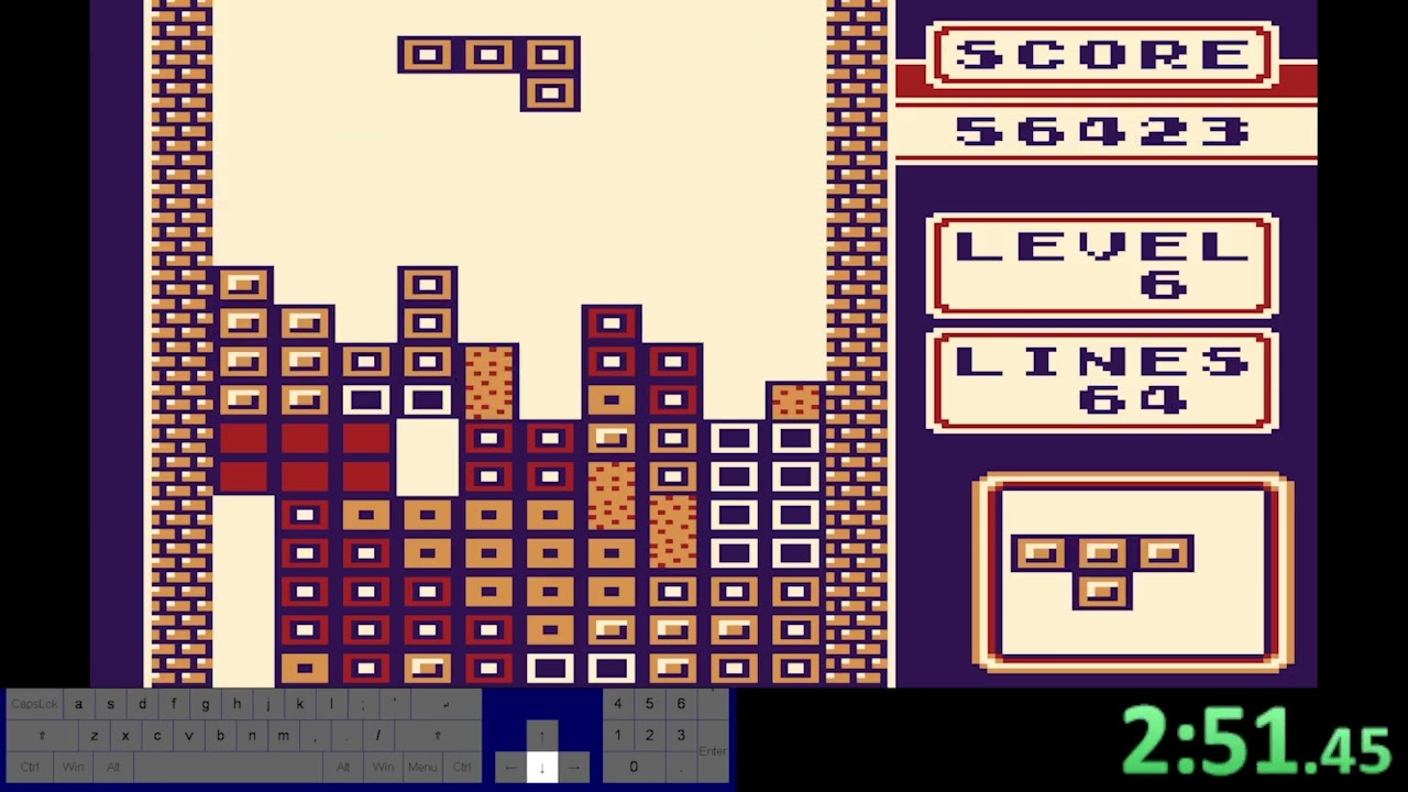 Tetris Gameboy - 100 Lines, Level 0 Speedrun (4:12.48) (read description)