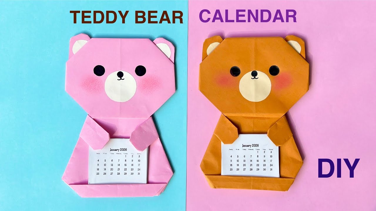 TEDDY BEAR PAPER CALENDAR/ How to Make New Year Teddy Bear Calendar/ DIY Cute Teddy Calendar 