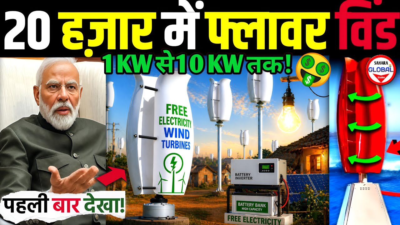 📢 विंड टरबाइन 1kW to 10kW Flower Wind Turbines Under ₹20,000!⚡Review & Explained! Sahara Global Tech