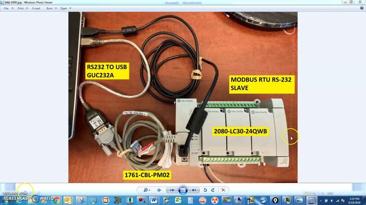 Allen Bradley Micro830 Modbus RTU Slave RS-232
