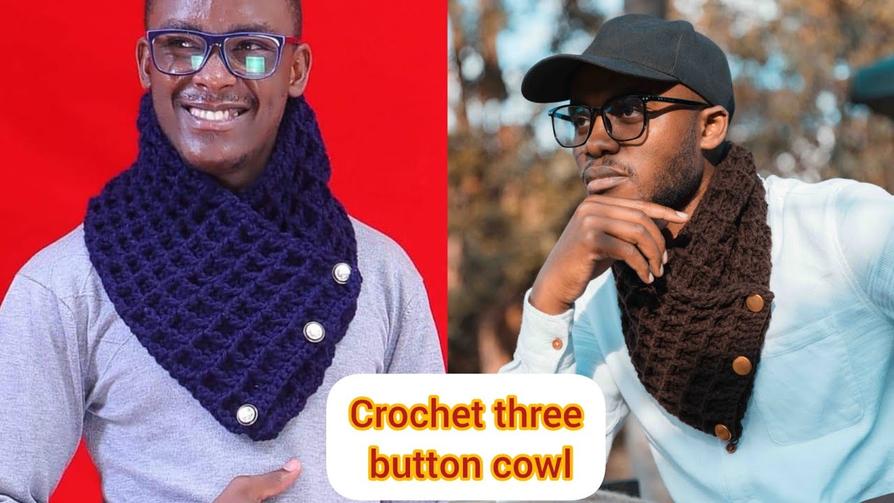 Crochet three buttoned cowl/ waffle stitch/ beginner friendly