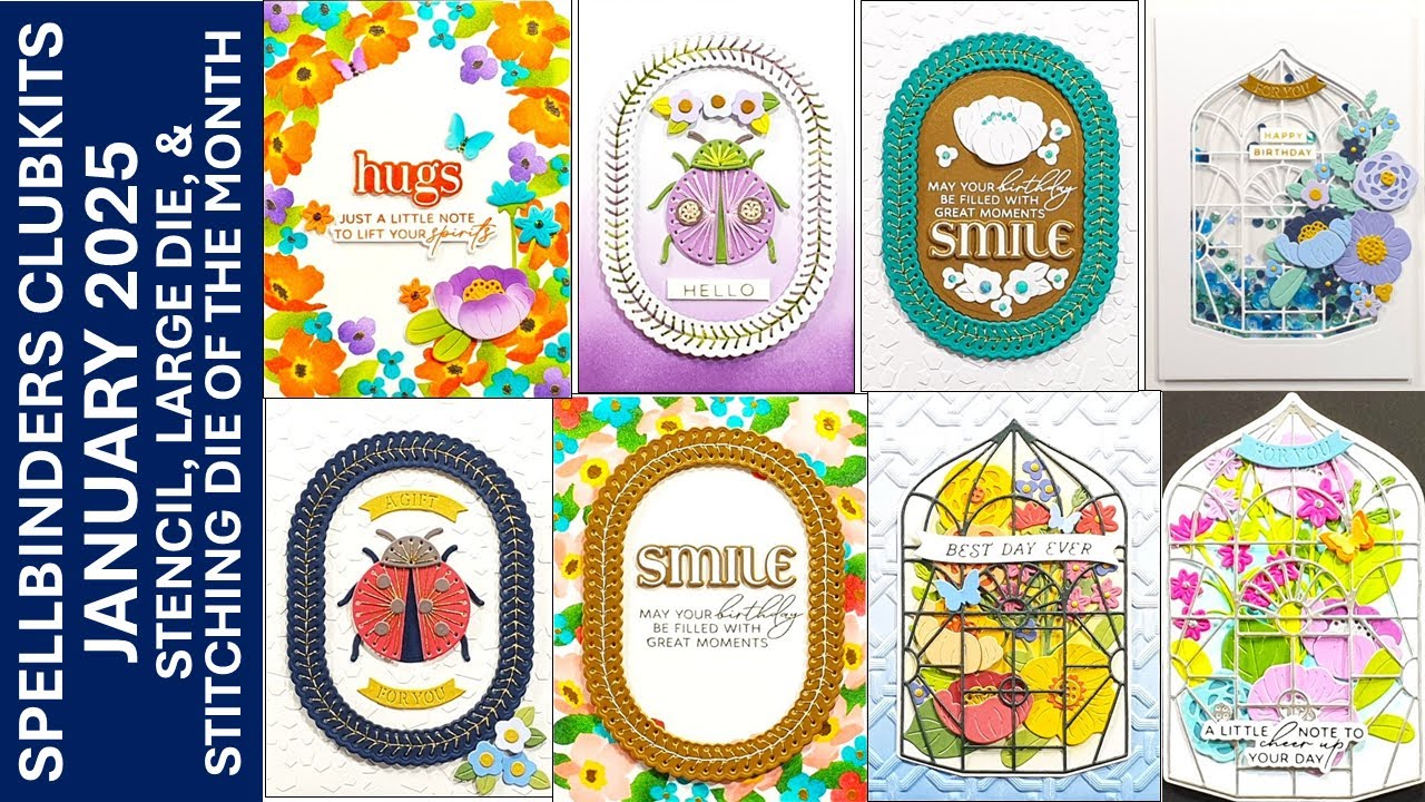 Spellbinders Clubkits January 2025 - Large Die, Stitching Die, and Stencil of the Month