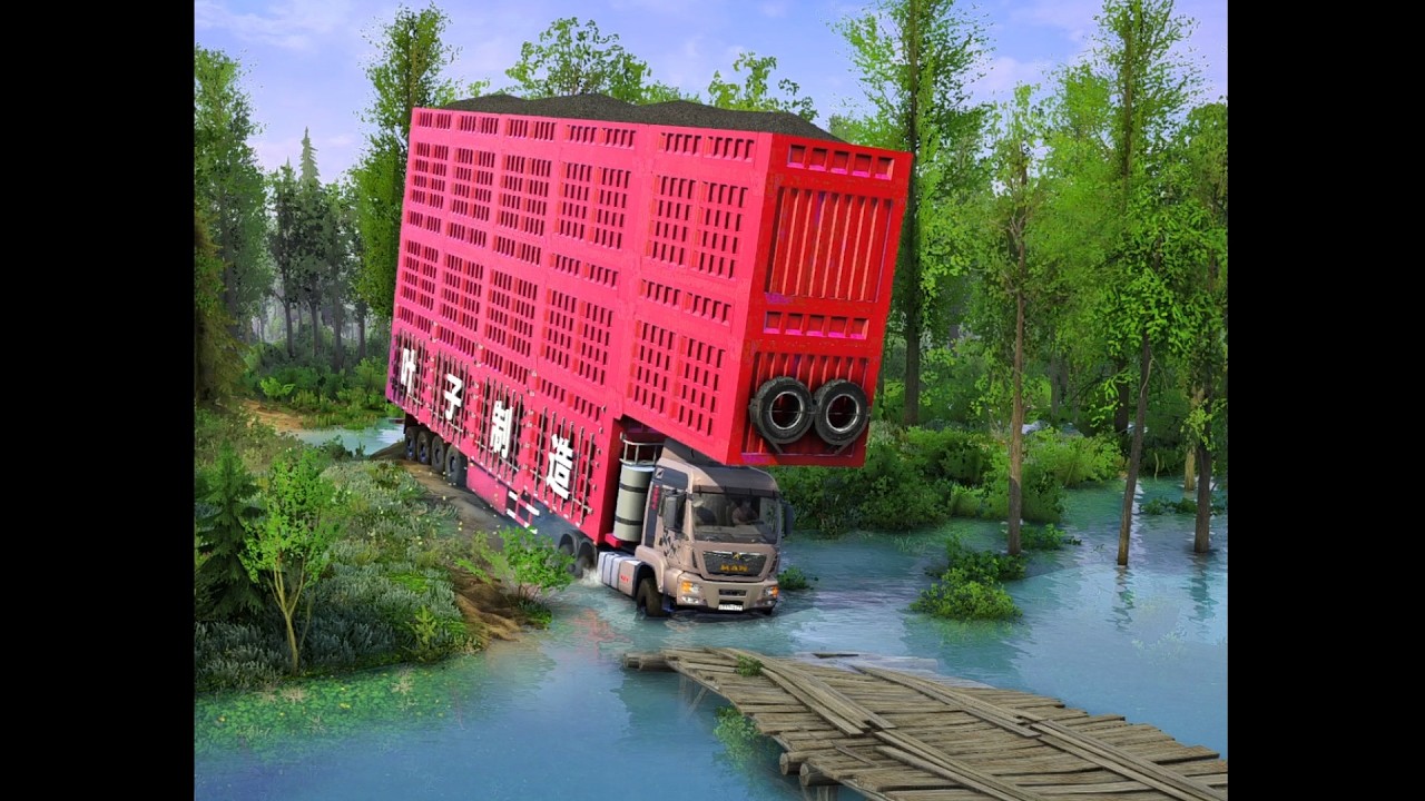 Deadly Bridge: Overload truck stuck in the forest while delivering sand #spintiresmudrunnergameplay