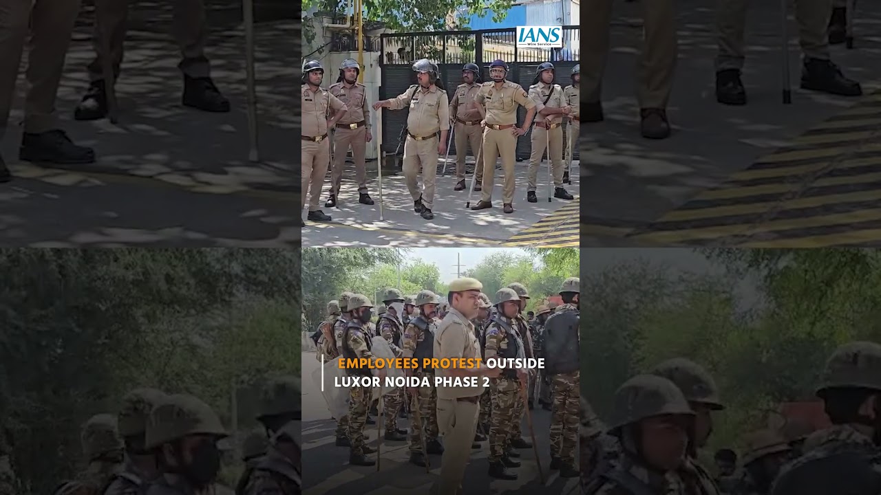 Employees Protest Outside LUXOR in Noida Phase 2, Heavy Police Deployment