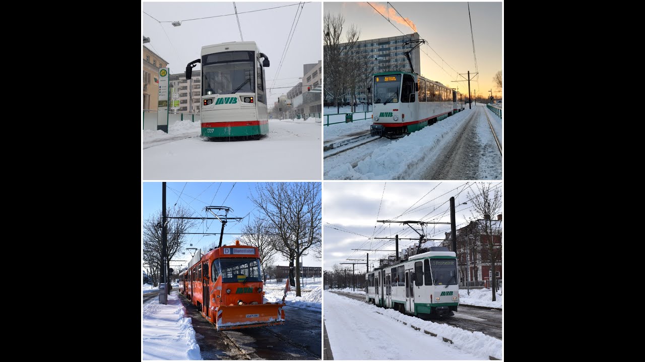 Winterchaos Straßenbahn Magdeburg Teil 1