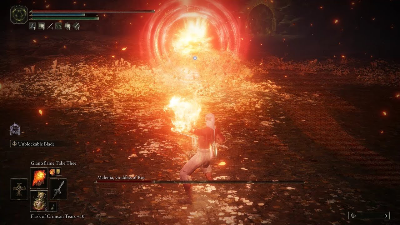 Elden Ring - Melania, Blade of Miquella (Fire Incantation, No Damage)