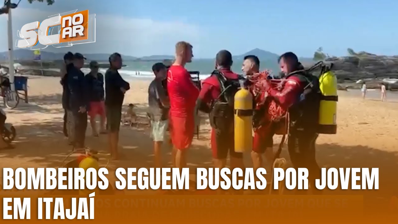 Bombeiros mantêm buscas por jovem na Praia de Cabeçudas, em Itajaí