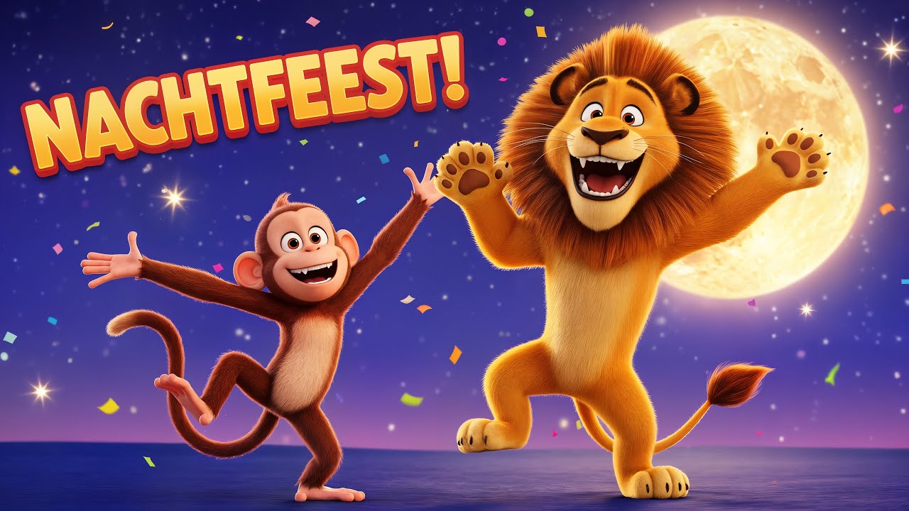 Magisch Dierenfeest in de Nacht 🦁🌙 | Kinderliedje 3D Animatie