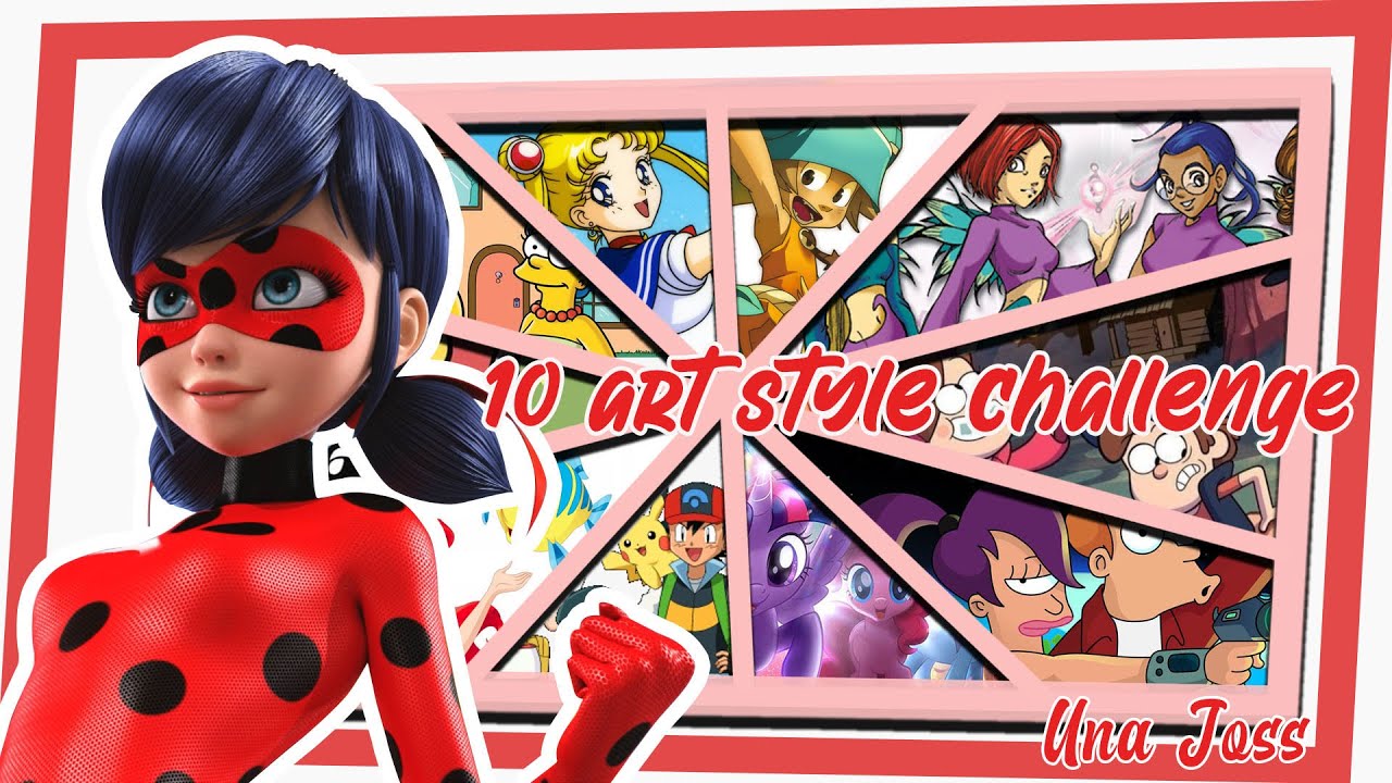 Una Joss SpeedEdit |  10 Style Art Challenge | Ladybug in the style of the Simpsons, Sailor Moon etc