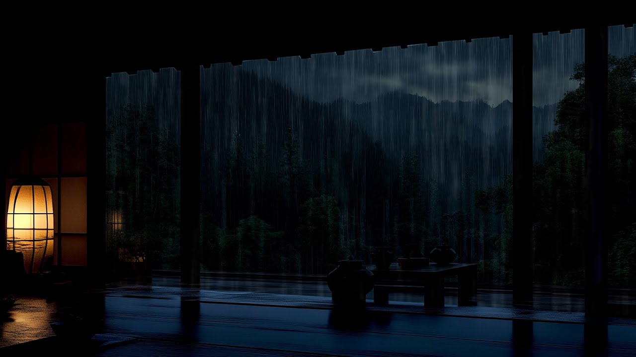 Rainy Night in a Japanese Forest Cabin | 3 Hours of Cozy Rain Sounds for Deep Sleep & Relaxation