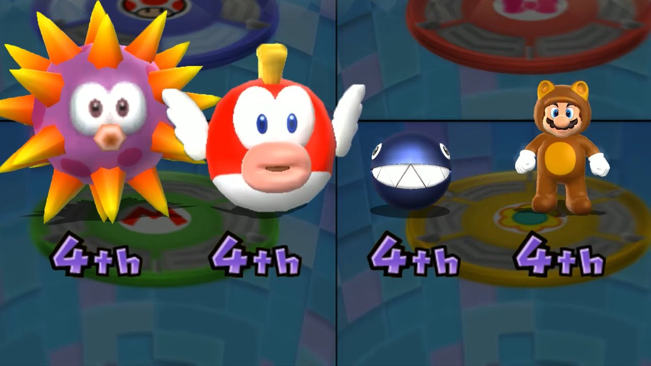 Mario Party 9 Mod - Thorny Fish Vs Cheep Cheep Vs Tanooki Mario Vs Chain Chomp #Marioparty9Mod