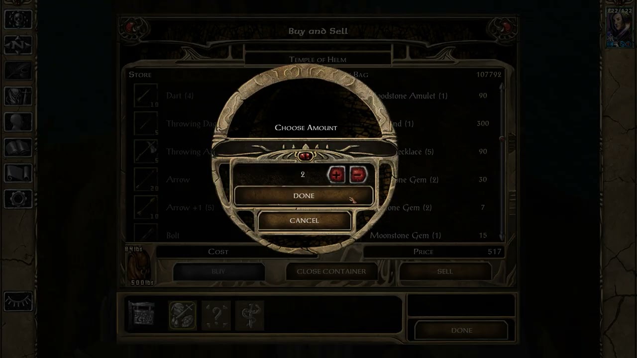 [PC] Baldur's Gate 2 - How to sell gems inside gem bag