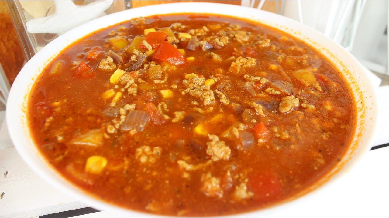 Мексиканский суп из мясного фарша с перцем. Рецепт вкусного острого супа
