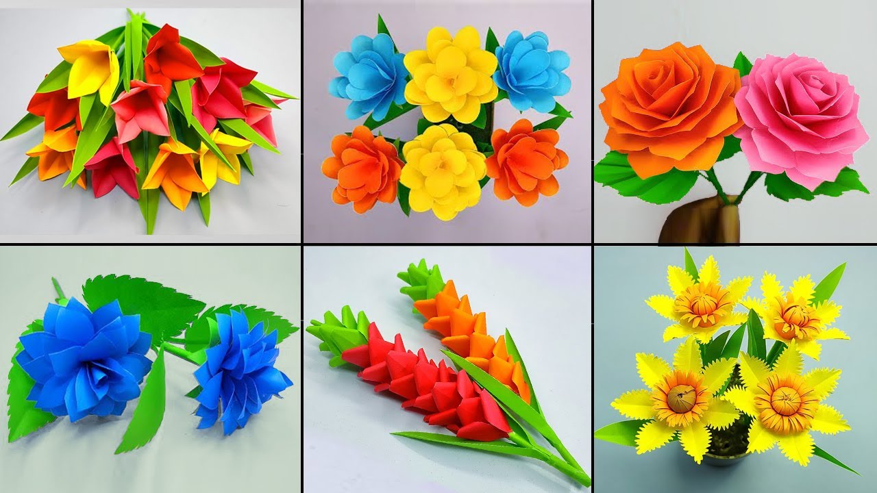 6 Easy Best Paper Flowers | DIY Flower Making | Amazing Crafts With Paper