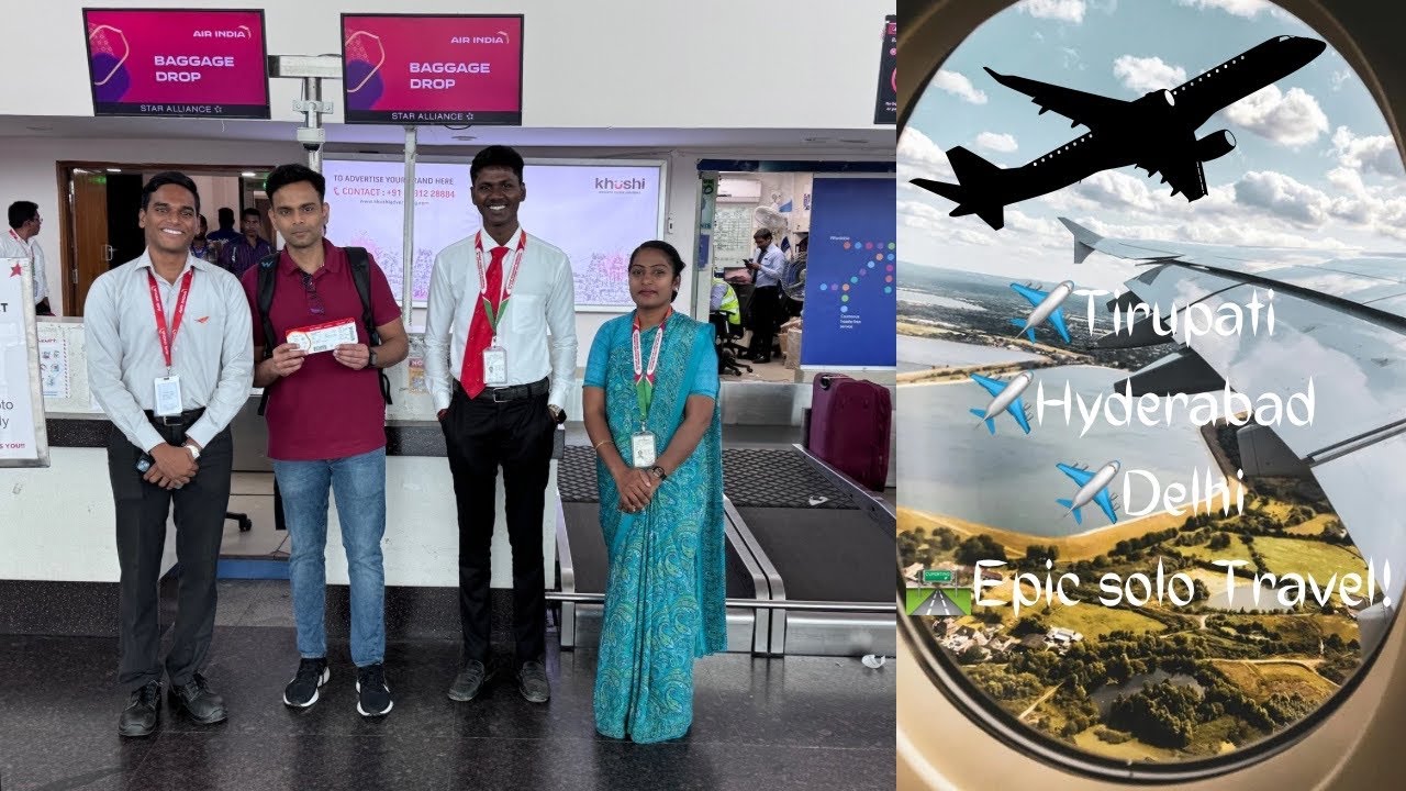 India Flight Travel Vlog 2025 ✈️ Tirupati ➜ Hyderabad ➜ Delhi | Airport to Airport Solo Journey!