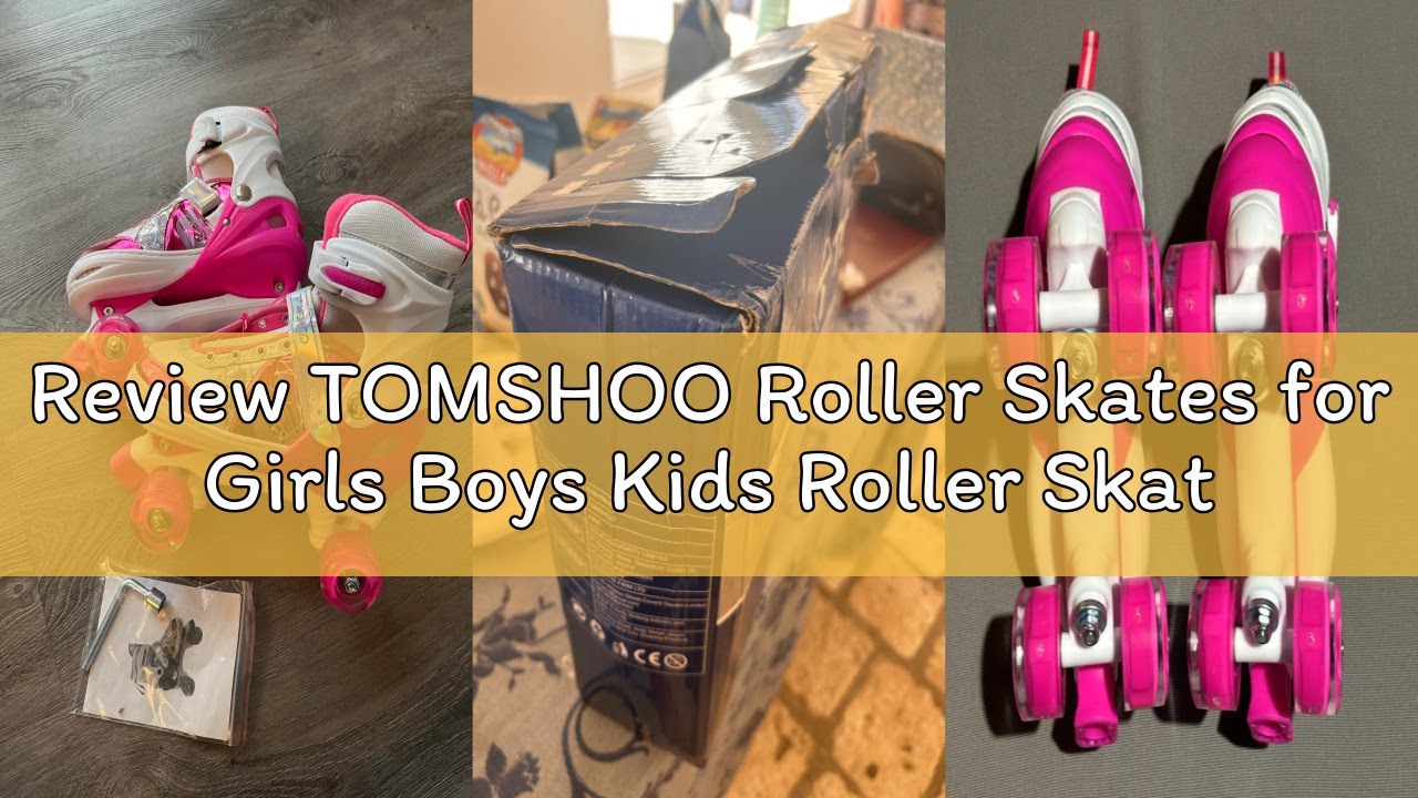 Review TOMSHOO Roller Skates for Girls Boys Kids Roller Skates 4 Sizes Adjustable Quad Skates With L