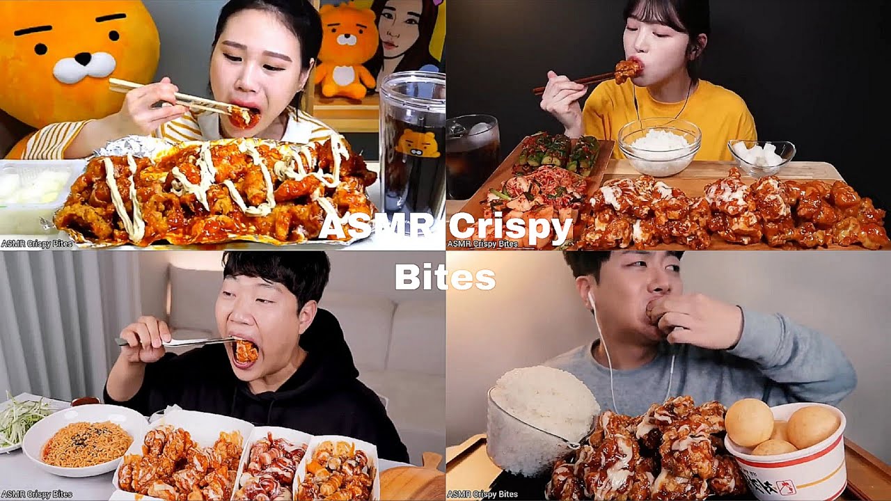 ASMR Sweet and Spicy FRIED Chicken Compilation| No Talking | Eating Sounds| ASMR Food |Only Bits 