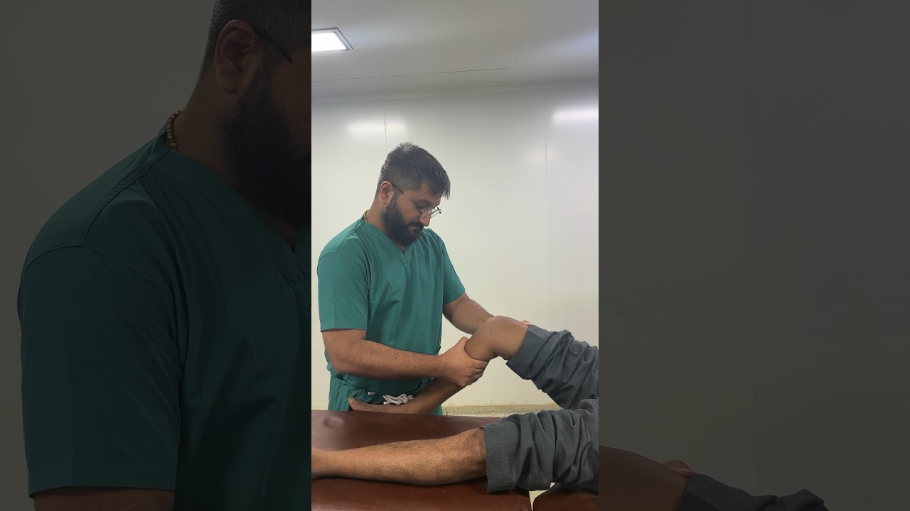 Unstable knee assessment. Lachman and drawer test. Note the laxity.