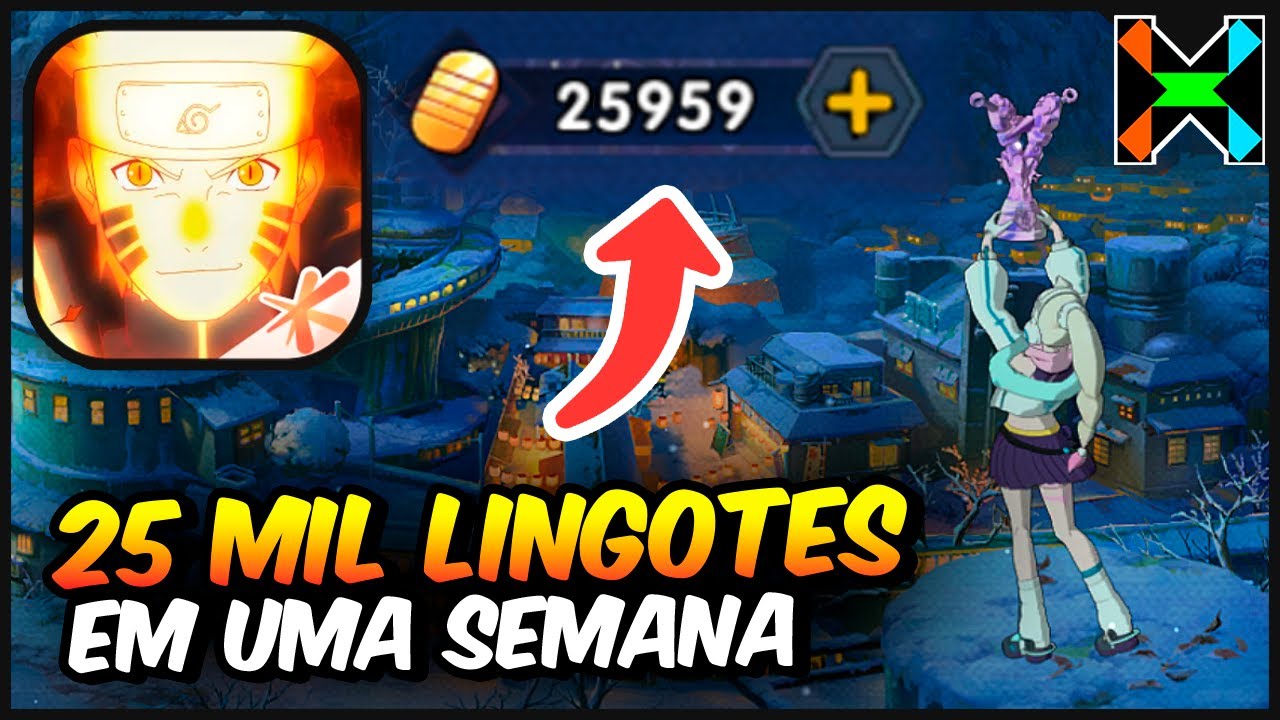 JUNTEI 25 MIL LINGOTES NA MINHA CONTA NOVA DO NARUTO MOBILE!