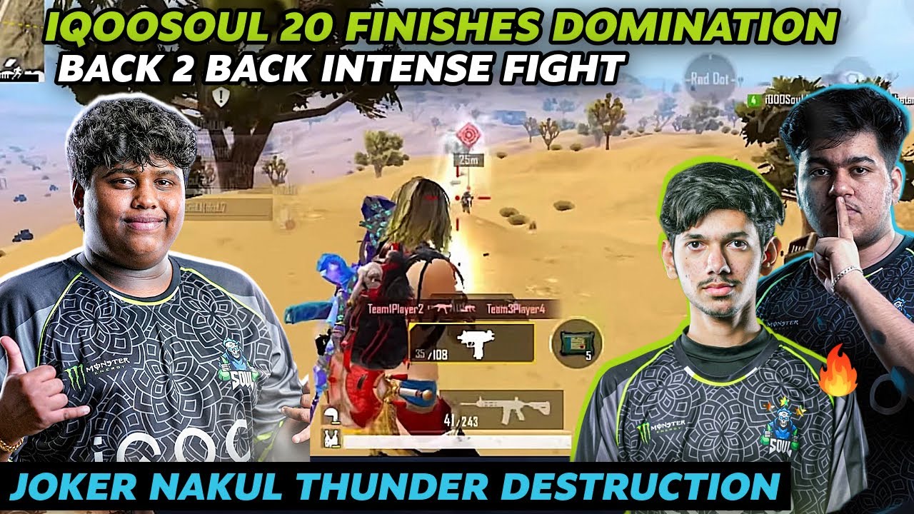 IQOOSOUL🚀20 FINISHES DOMINATION🔥BACK 2 BACK INTENSE FIGHT🥶NAKUL JOKER THUNDER ON FIRE🔥