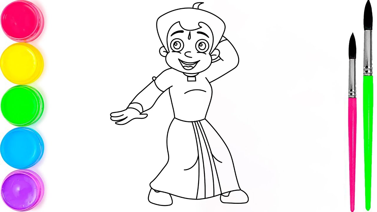 Chhota Bheem Coloring Page for Kids | Fun Cartoon Drawing and Coloring Video for Children