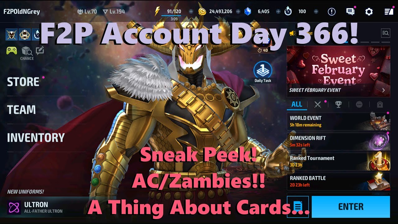 Marvel Future Fight: F2P Account Day 366!  Sneak Peek! AC/Zambies! A Thing About Cards... 🍿🤓🃏