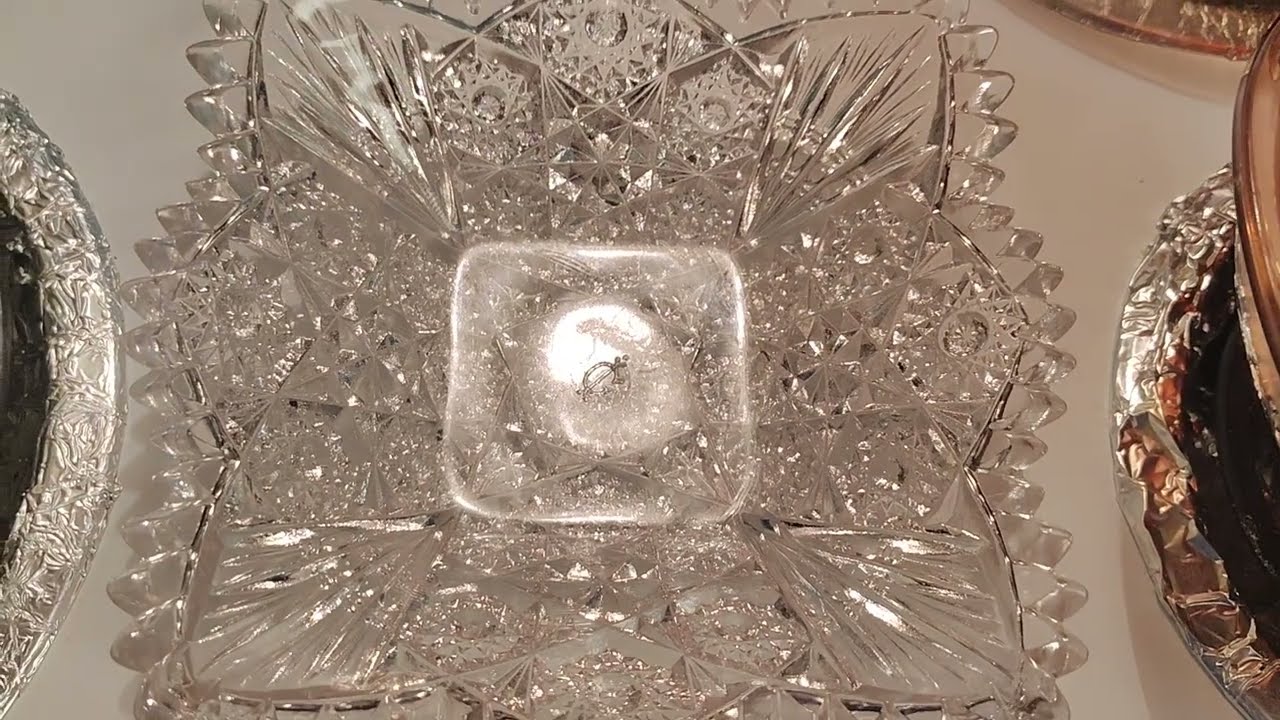 Vintage Imperial Glass crystal candy dish with Hobstars, and Diamond pattern. Addition to my hutch.