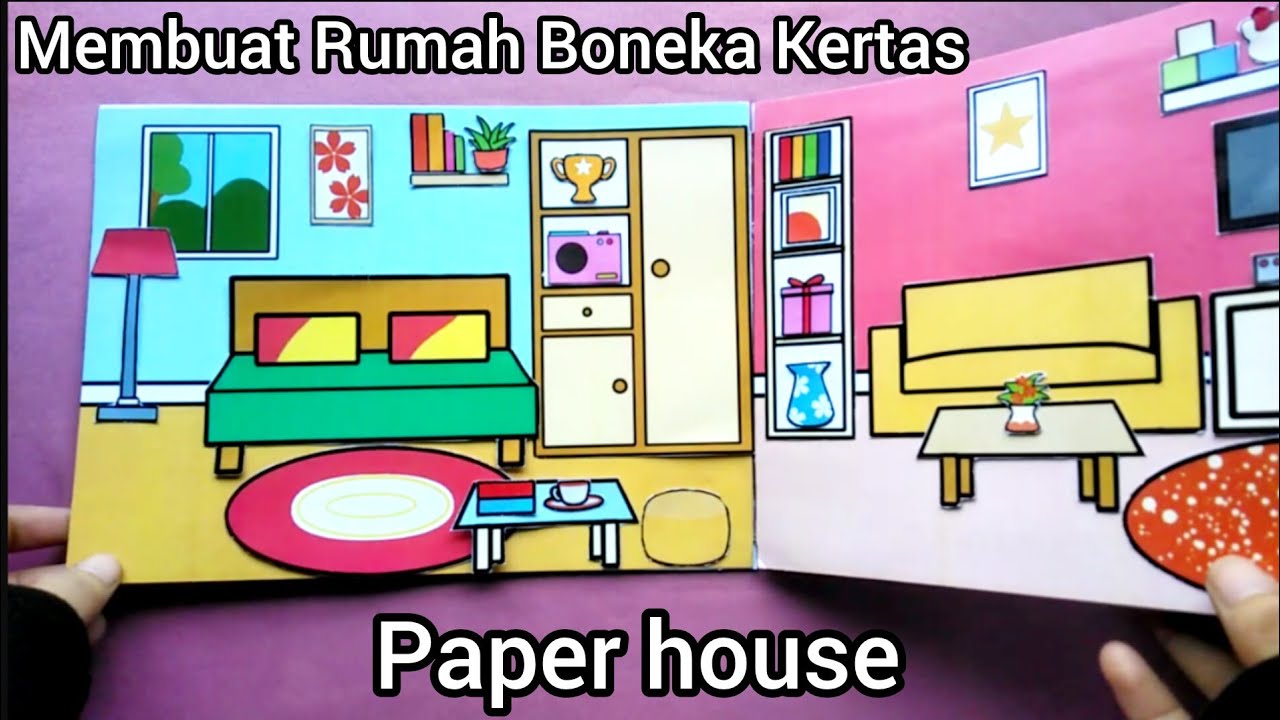 How to make paper doll house membuat rumah kertas #paperdollhouse #papercraft