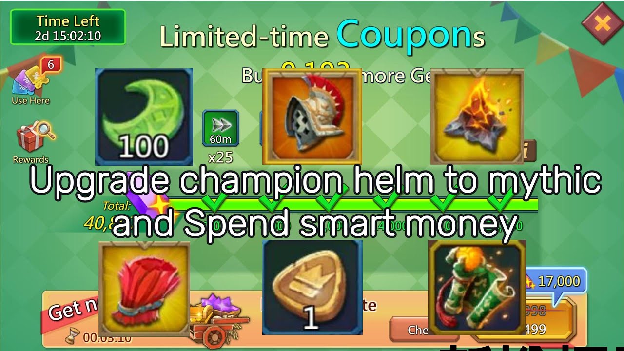 Upgrade Champion helm to Mythic,Test rally trap acc,Road to Full Set - Lords Mobile #lordsmobile