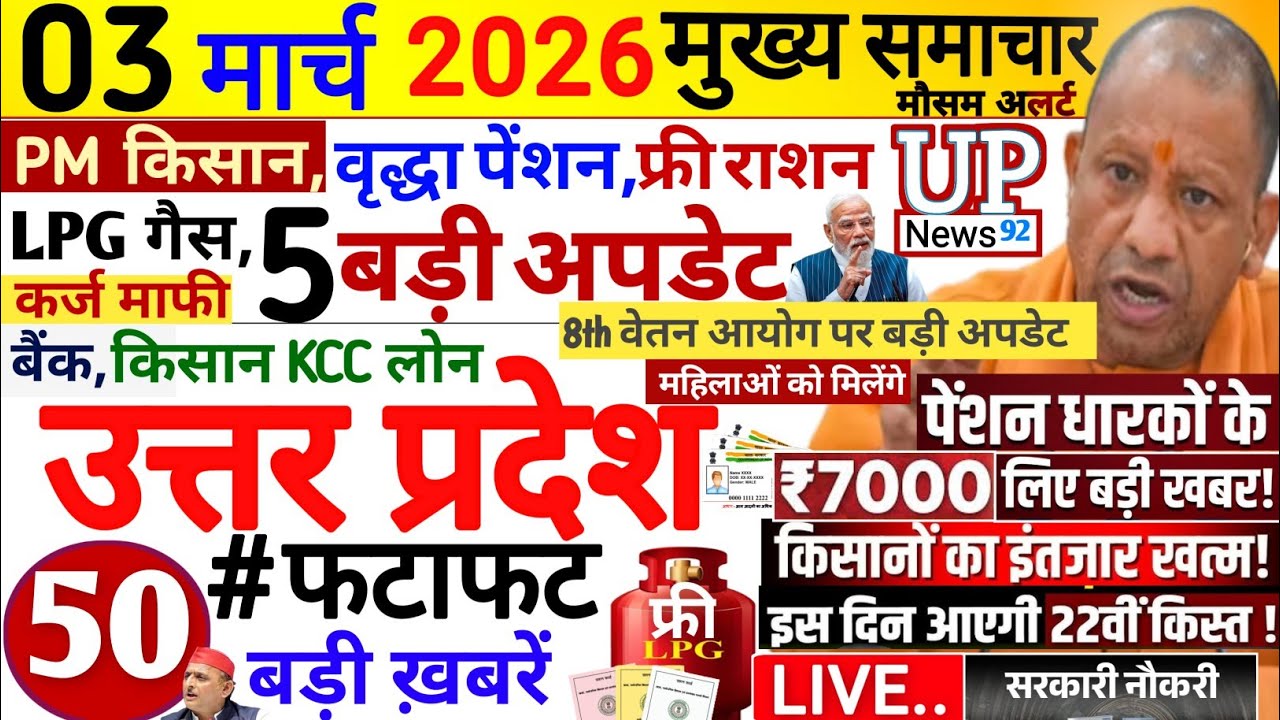 Today Up News 03 March 2026 | Uttar Pradesh Latest News | Cm Yogi | Pm Modi,Up breaking News
