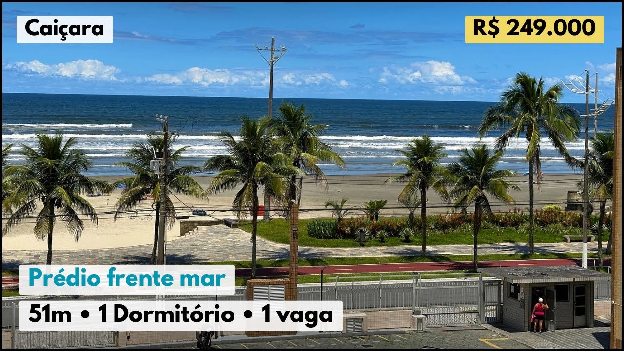 Apartamento em prédio frente mar: 1 Dormitório  no Caiçara, Praia Grande -SP