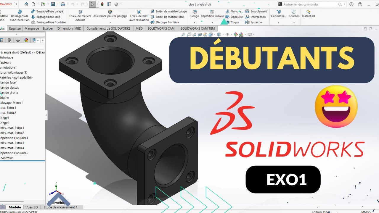 🔧 Créer un tuyau à angle droit sur SolidWorks | Tutoriel complet en français