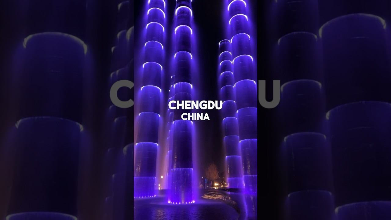 Futuristic Bamboo Fountains in Chengdu, China 🇨🇳 #travel #china #cyberpunk
